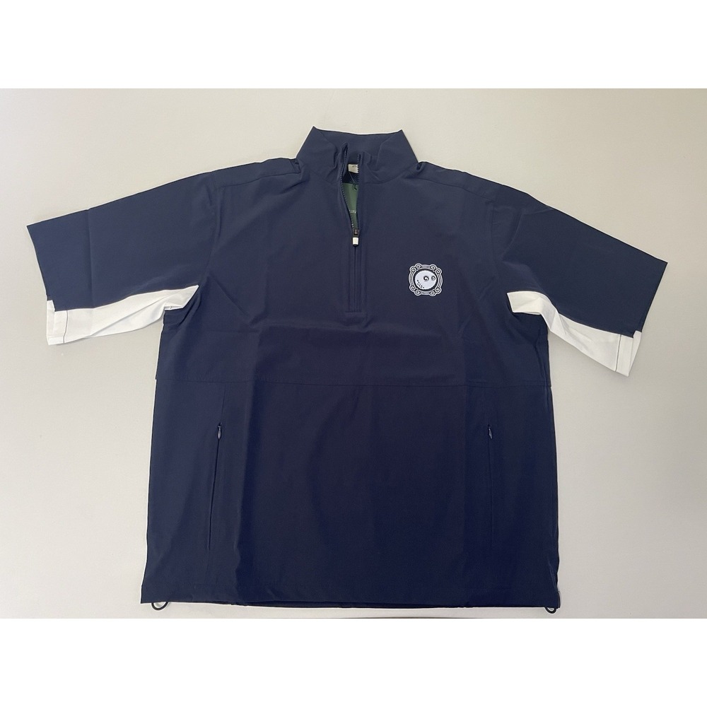NWT Malbon Golf PINE WINDSHIRT size S Navy Blue Buckets Logo Lightweight